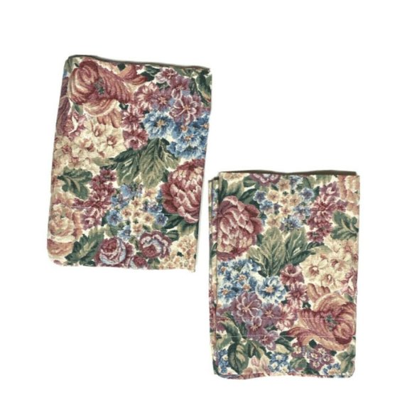 2 Vintage 80s Curtron Floral Valances Curtains - Picture 1 of 8